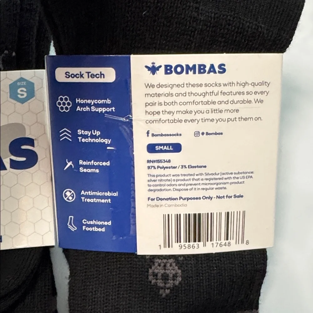Bombas Set of 6 Black Mid- Calf Casual Socks